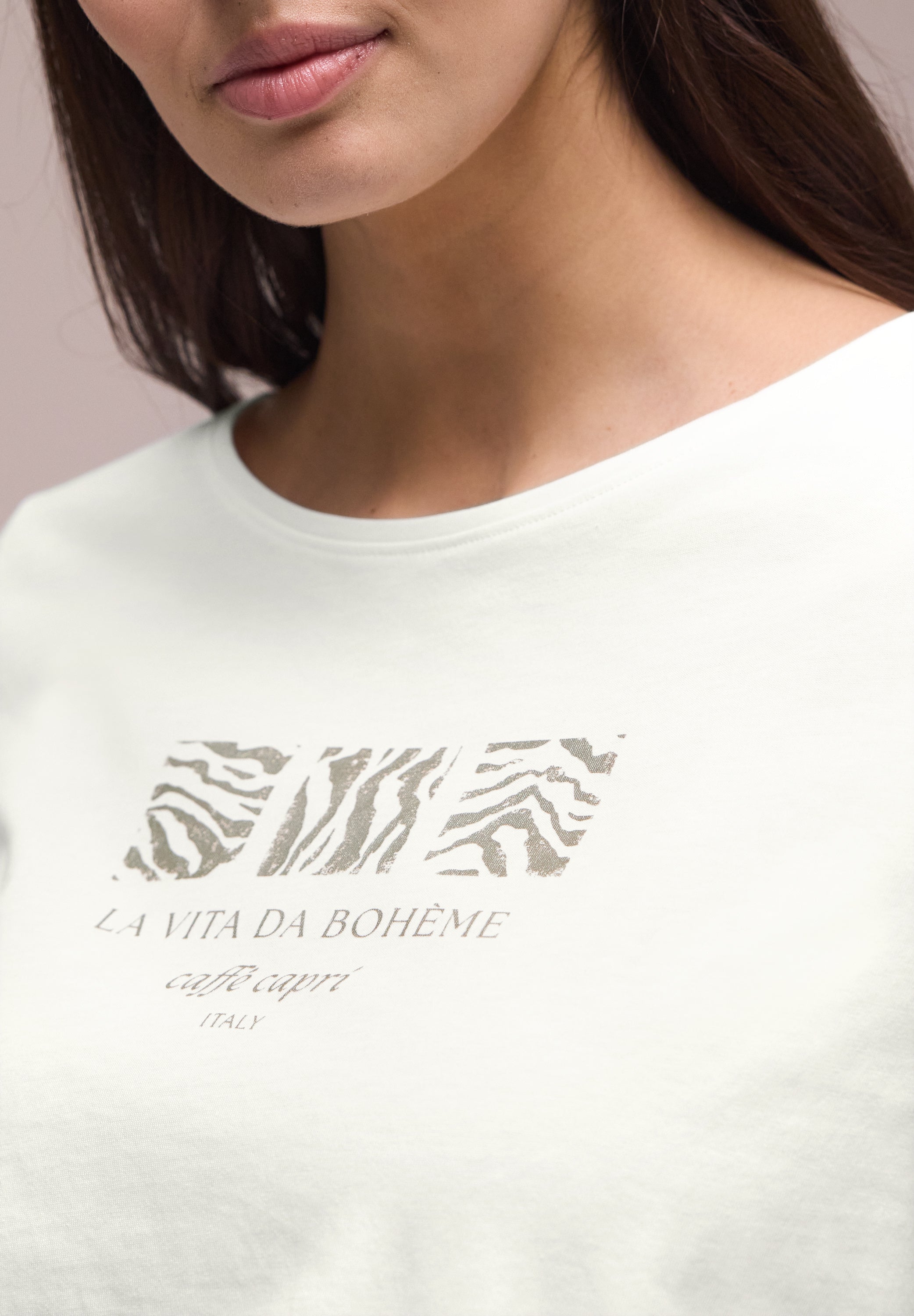 Basic T-Shirt mit Rundhals und Print