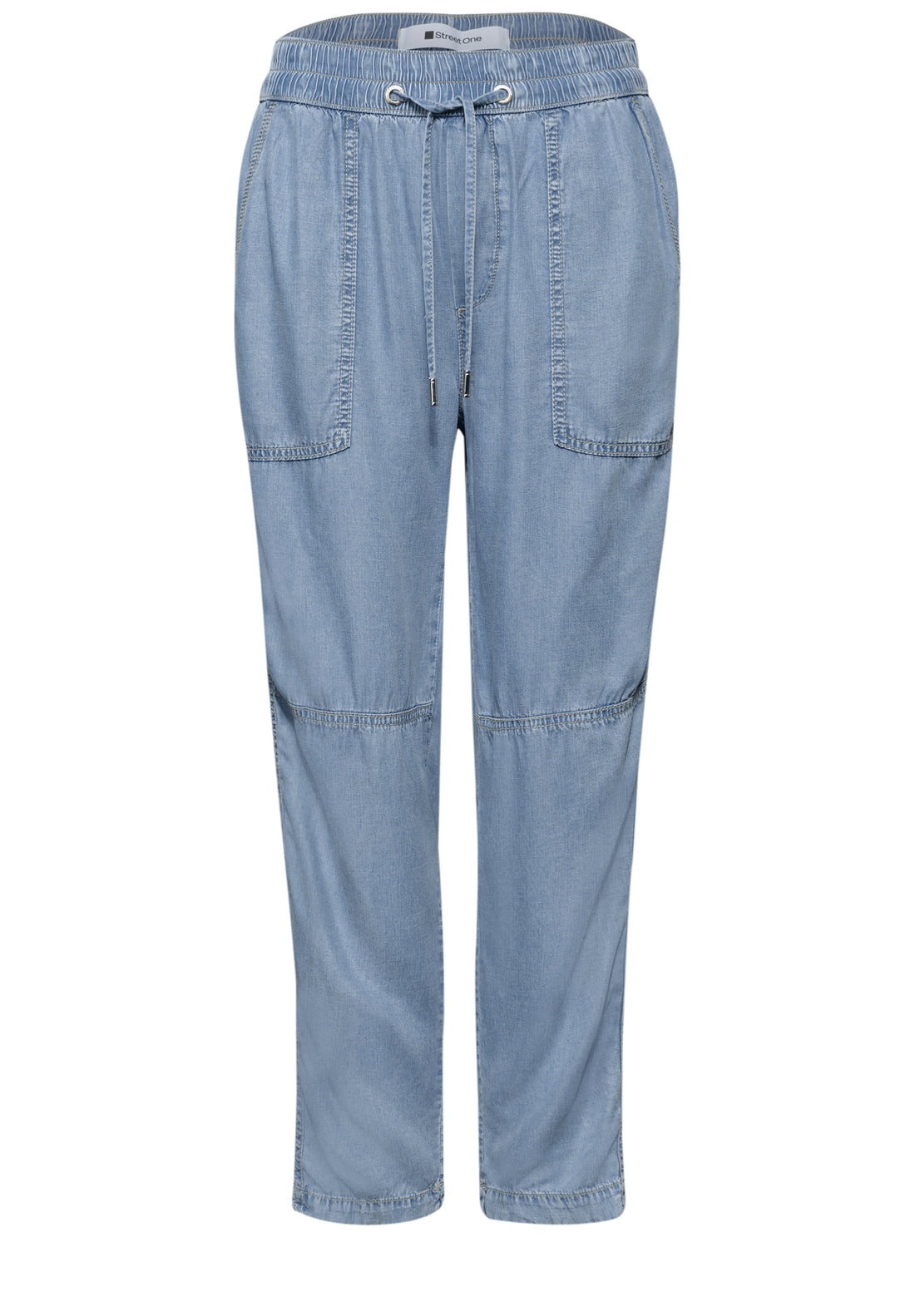 Mid Waist Slim Leg Hose im Washed-Look