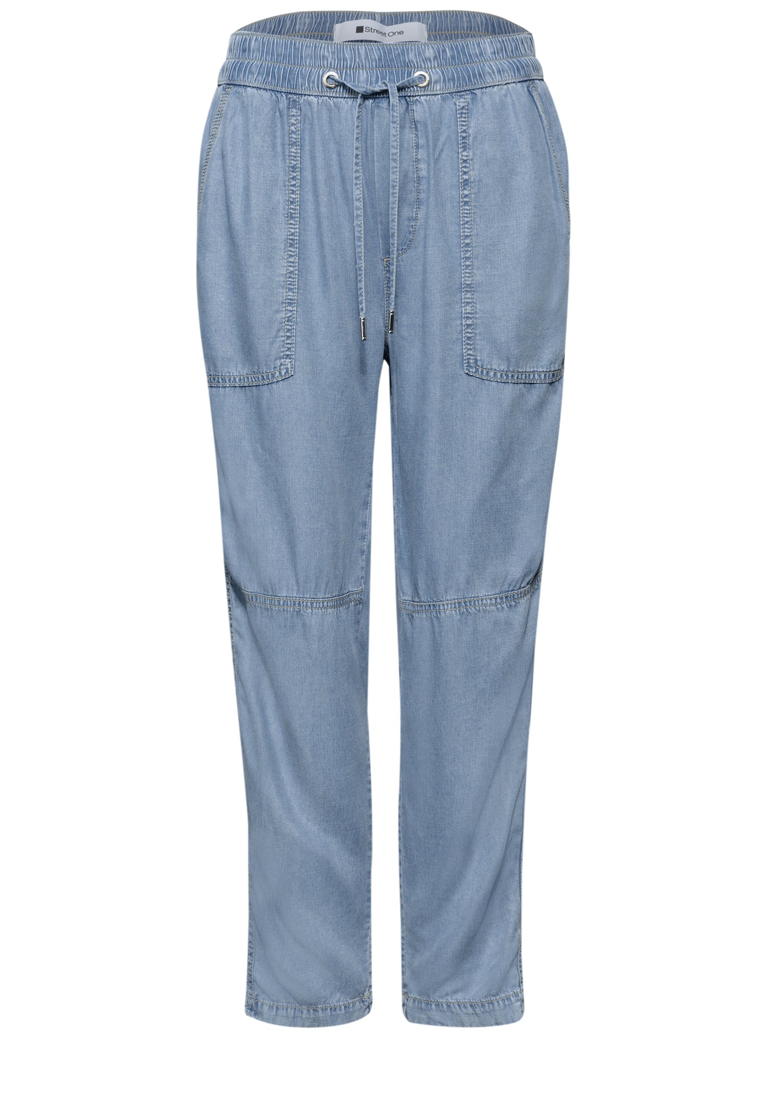 Mid Waist Slim Leg Hose im Washed-Look