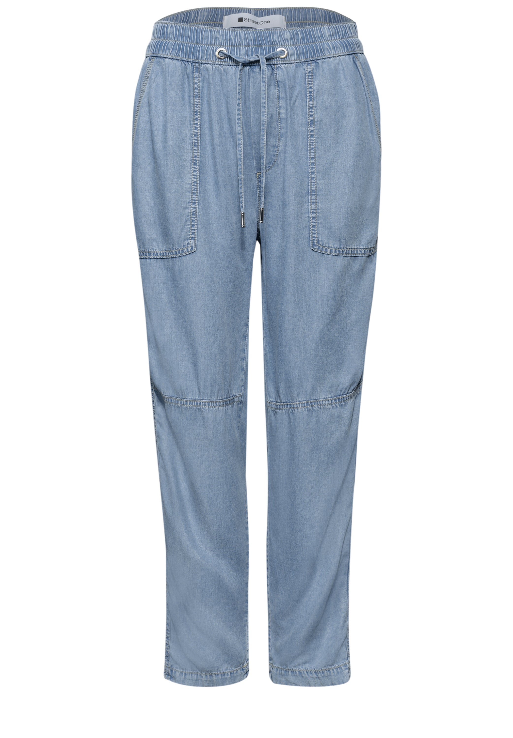 Mid Waist Slim Leg Hose im Washed-Look