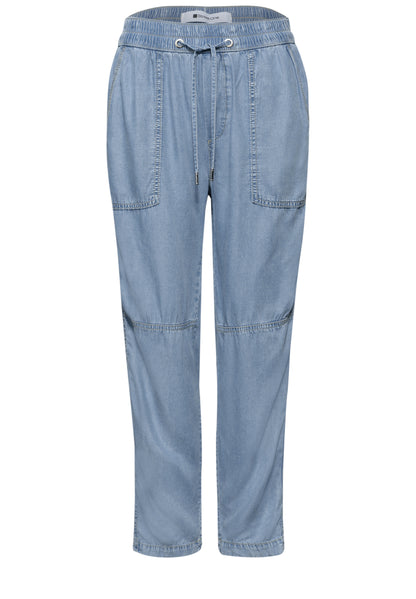 Mid Waist Slim Leg Hose im Washed-Look