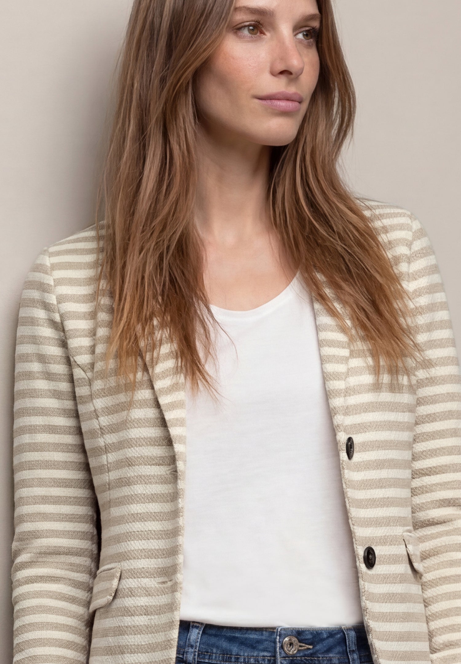 Basic Blazer mit Knöpfen und Streifen
