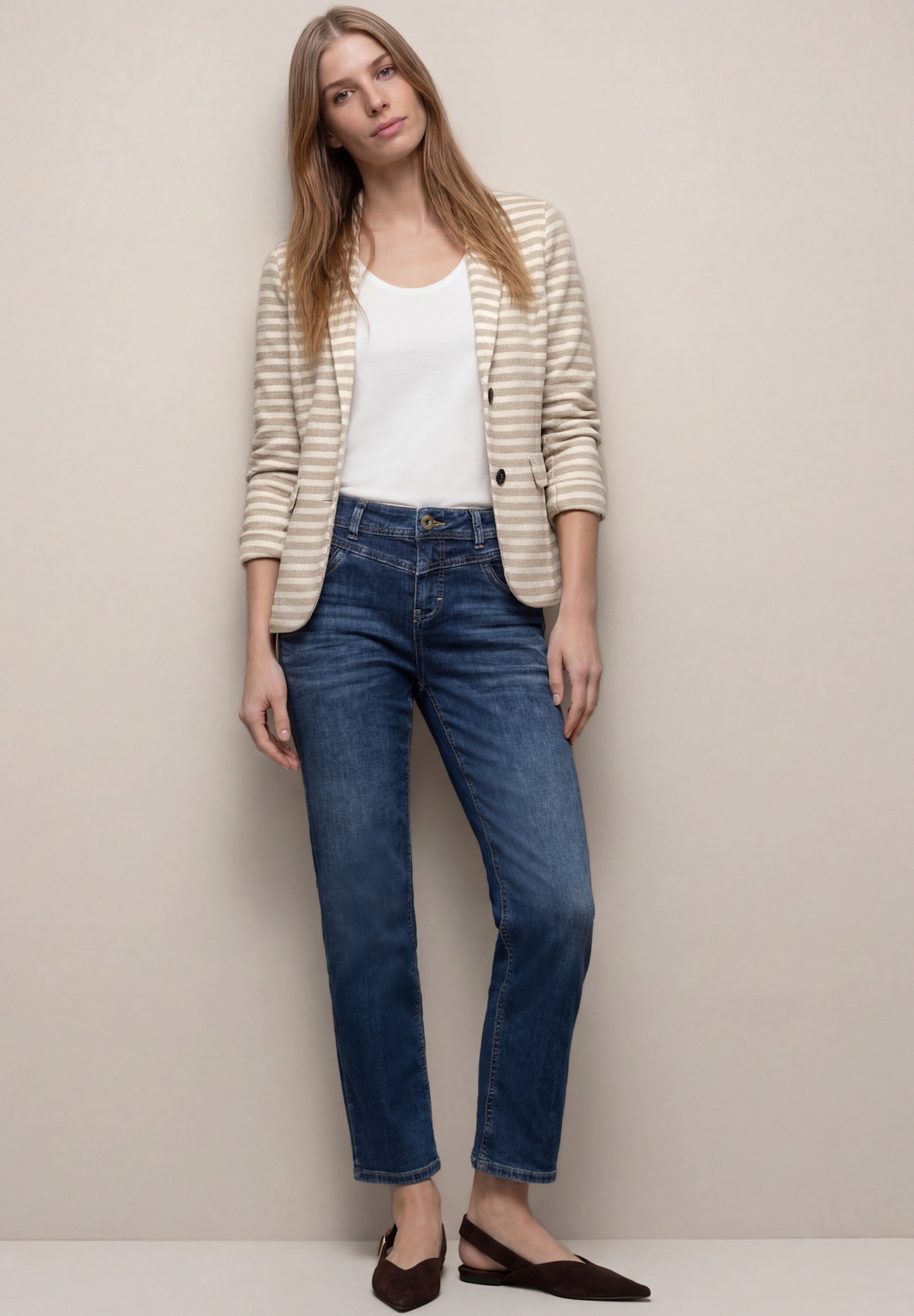 Basic Blazer mit Knöpfen und Streifen