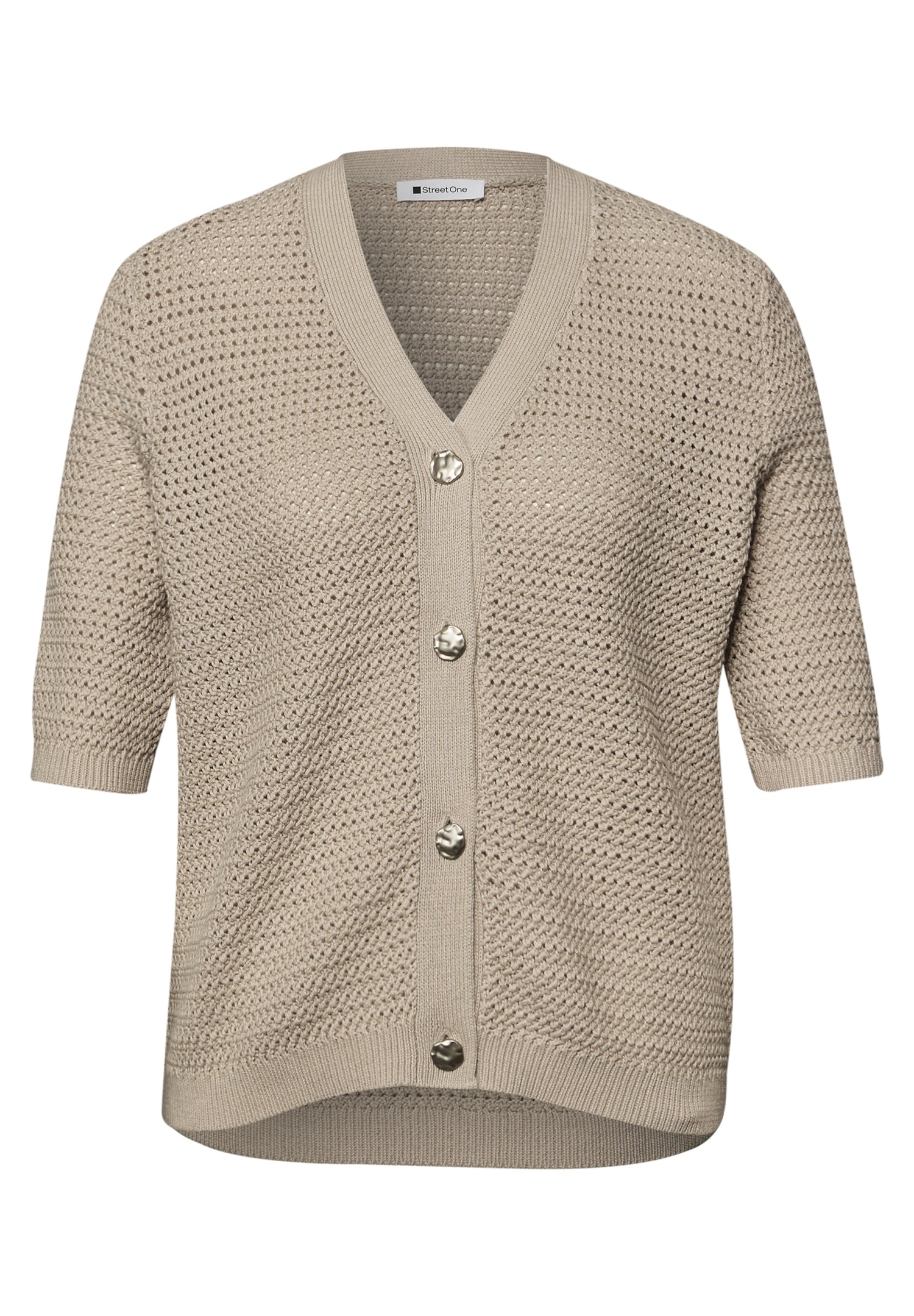 Kurzarm Cardigan mit V-Neck und Struktur
