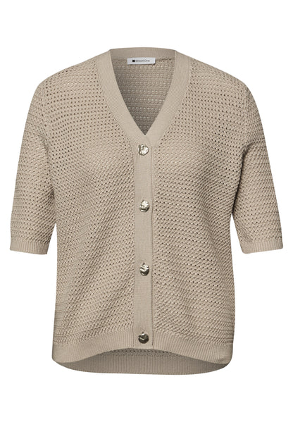 Kurzarm Cardigan mit V-Neck und Struktur
