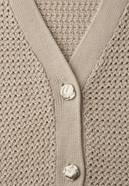 Kurzarm Cardigan mit V-Neck und Struktur
