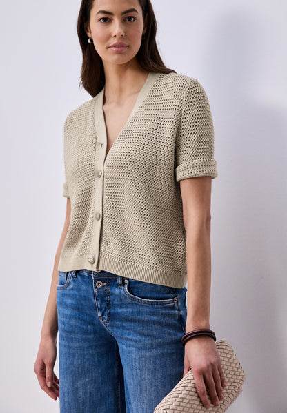 Kurzarm Cardigan mit V-Neck und Struktur