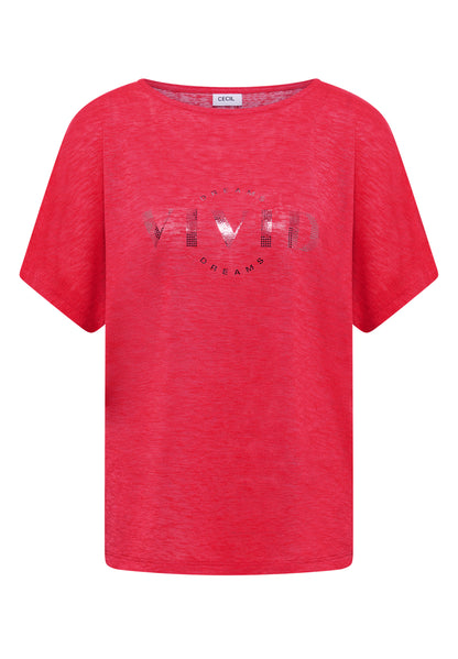 Dropped Shoulder Shirt in Leinen-Optik