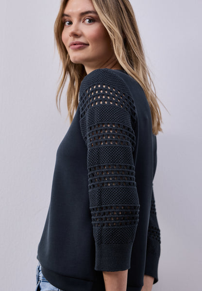 Shirt mit Lochmuster-Ärmeln