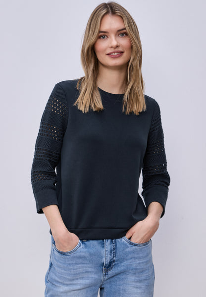 Shirt mit Lochmuster-Ärmeln