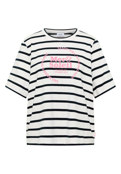 Kurzarm Shirt mit Rundhals und Streifen