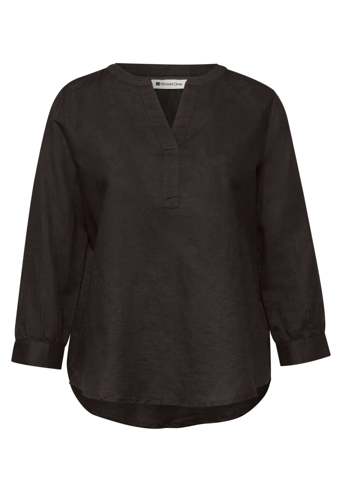 Bluse mit Split Neck aus Leinenmix