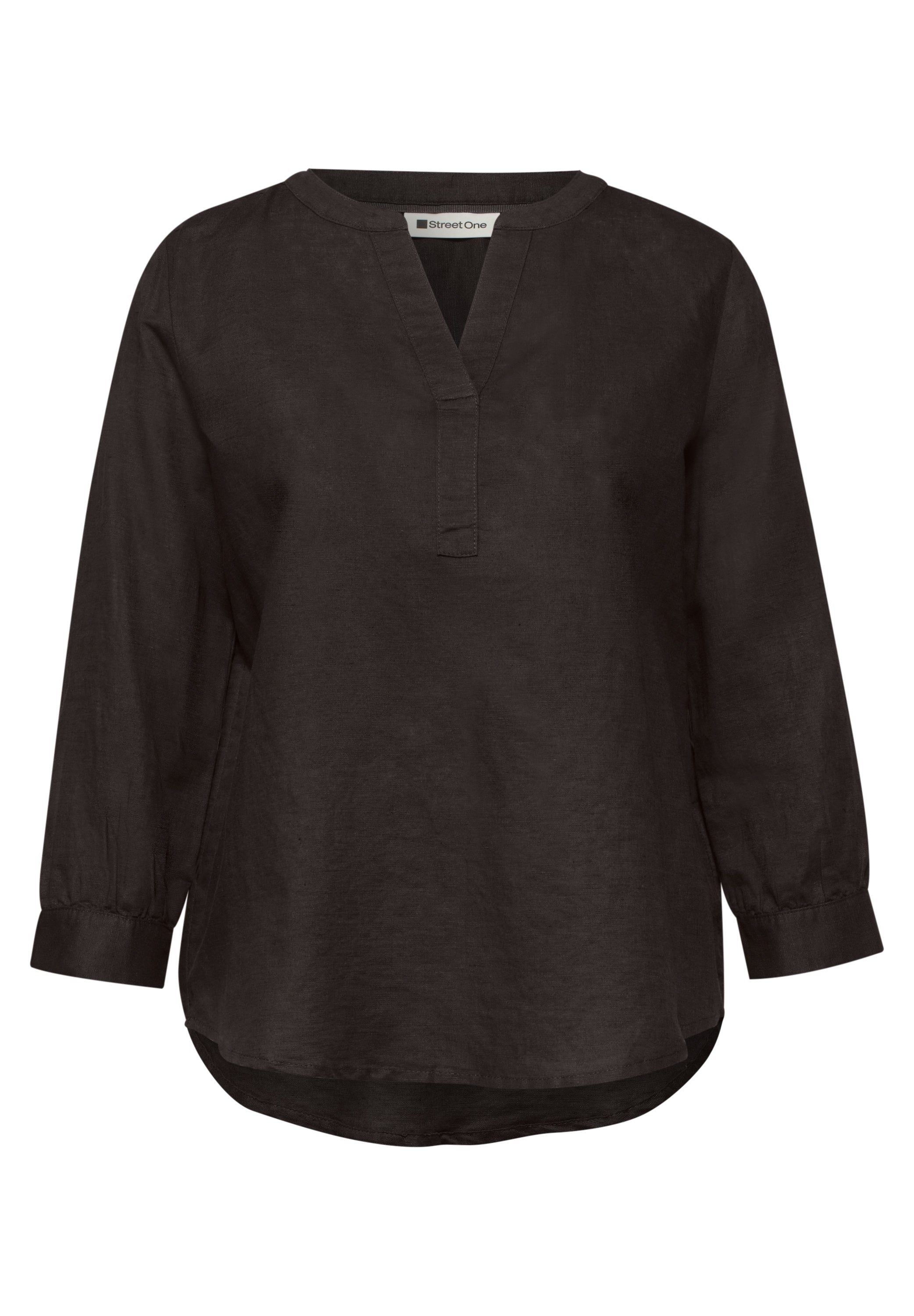 Bluse mit Split Neck aus Leinenmix