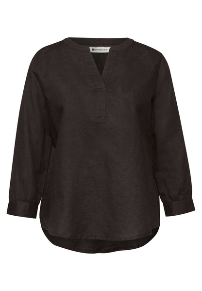 Bluse mit Split Neck aus Leinenmix