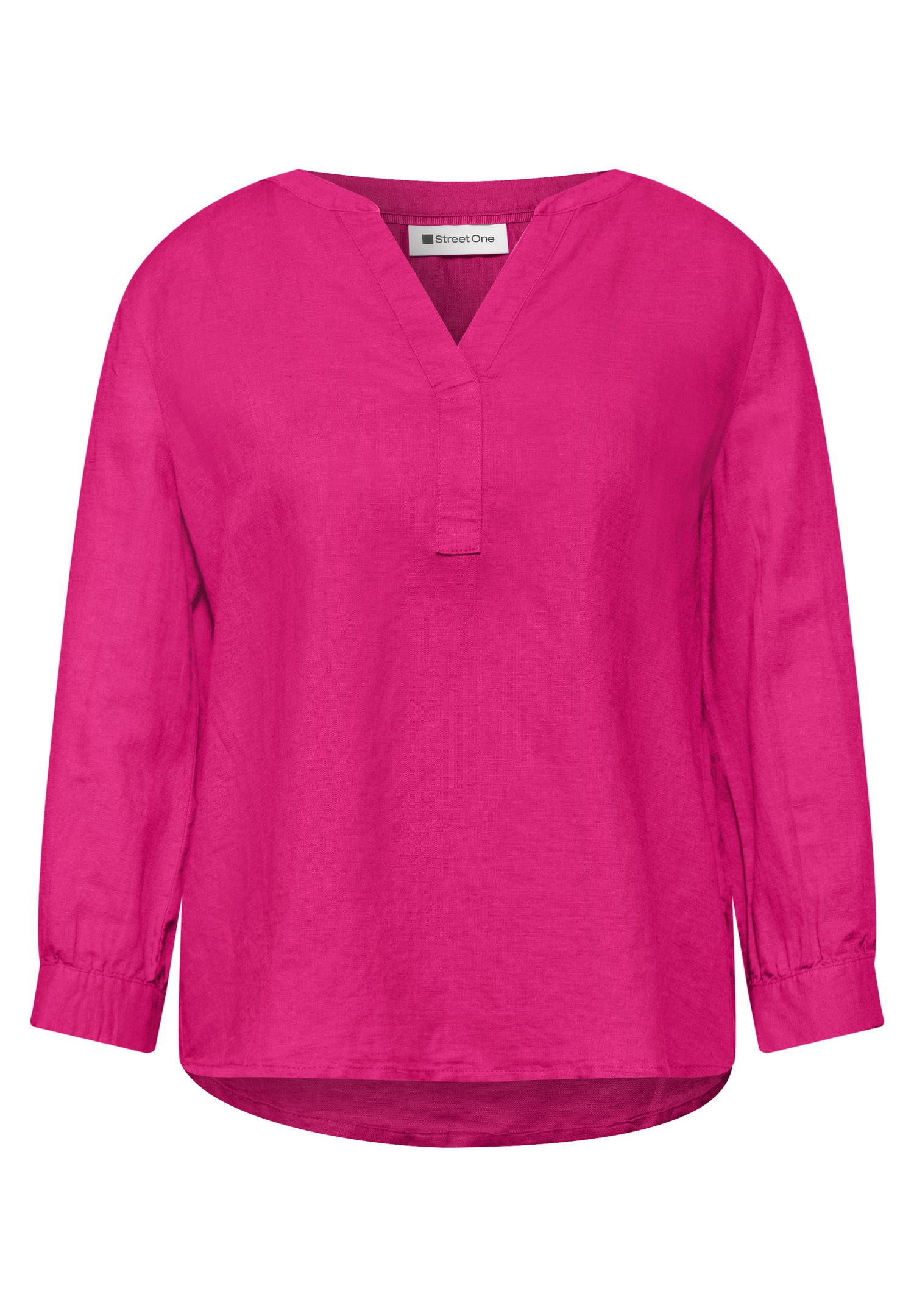 Bluse mit Split Neck aus Leinenmix