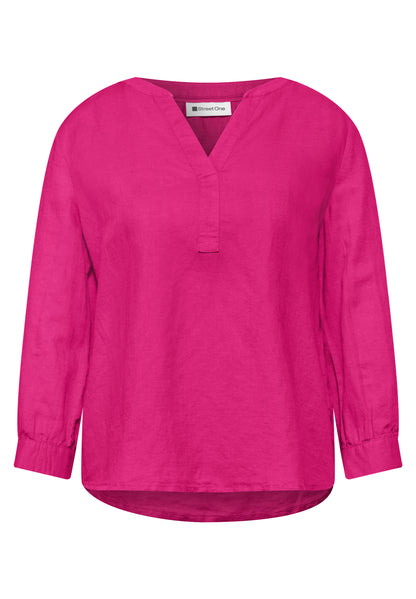 Bluse mit Split Neck aus Leinenmix