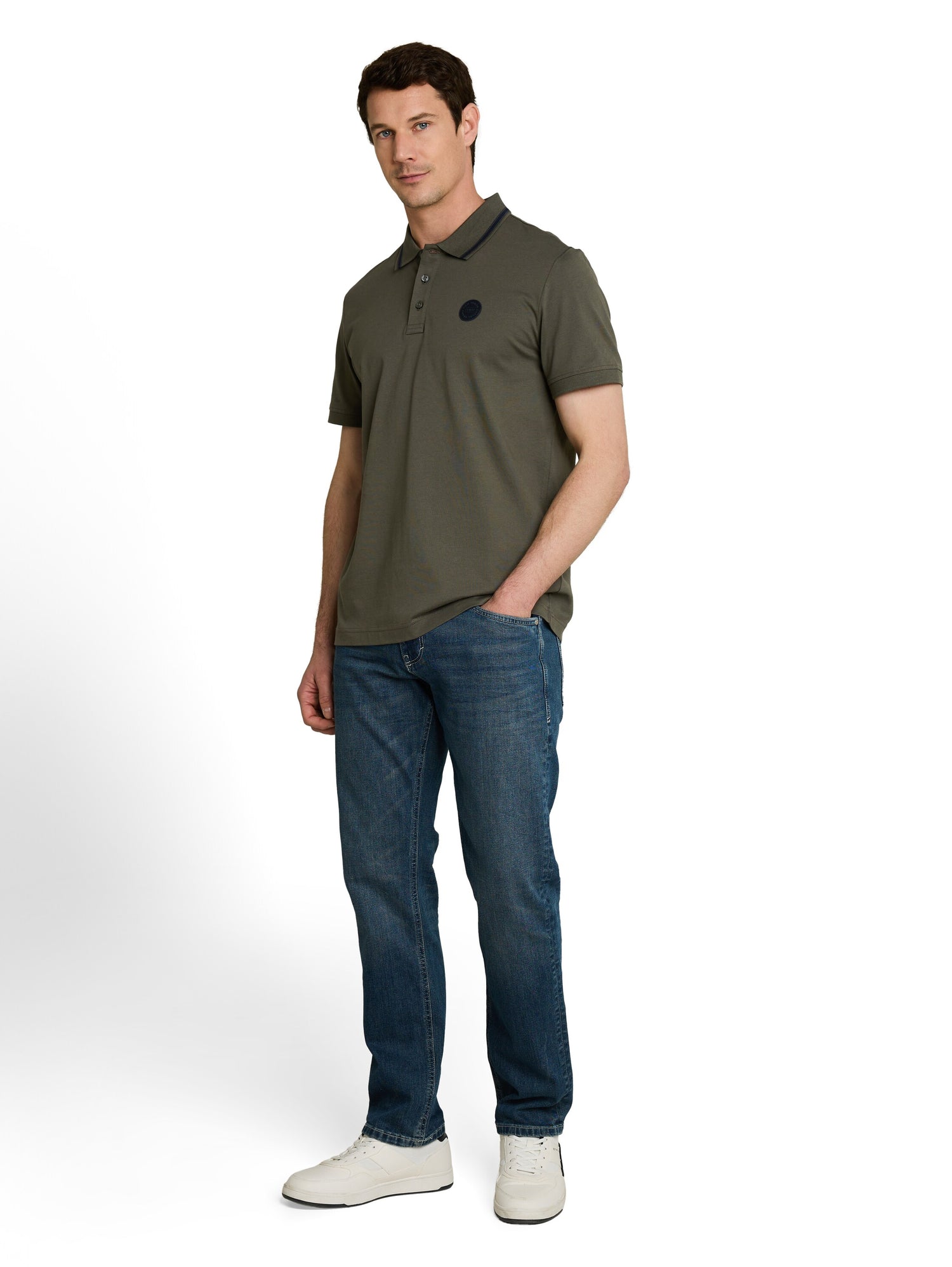 Jersey Poloshirt mit Logo-Badge