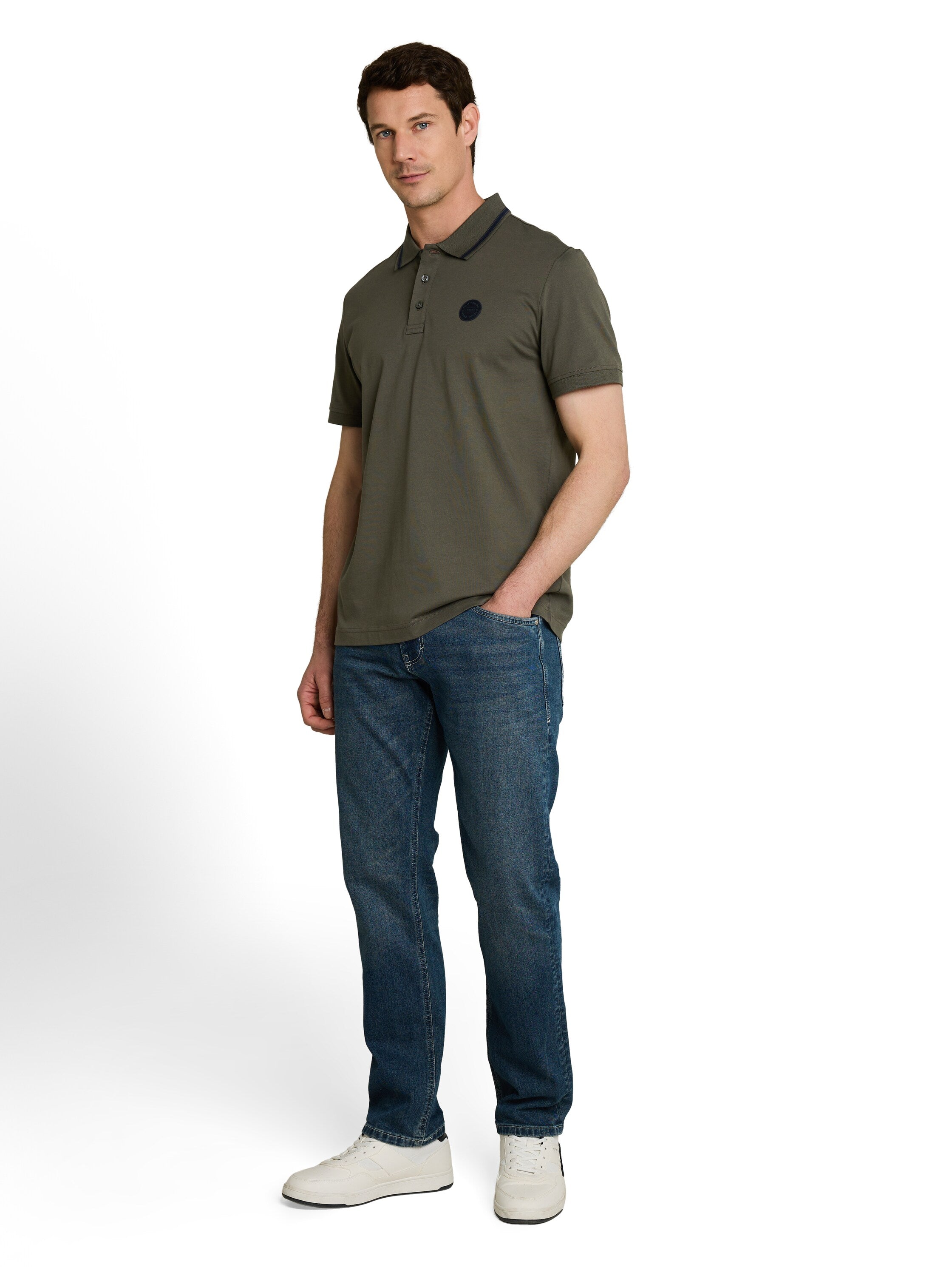 Jersey Poloshirt mit Logo-Badge