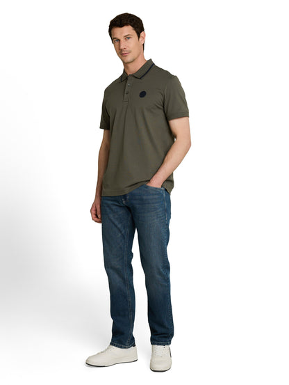 Jersey Poloshirt mit Logo-Badge