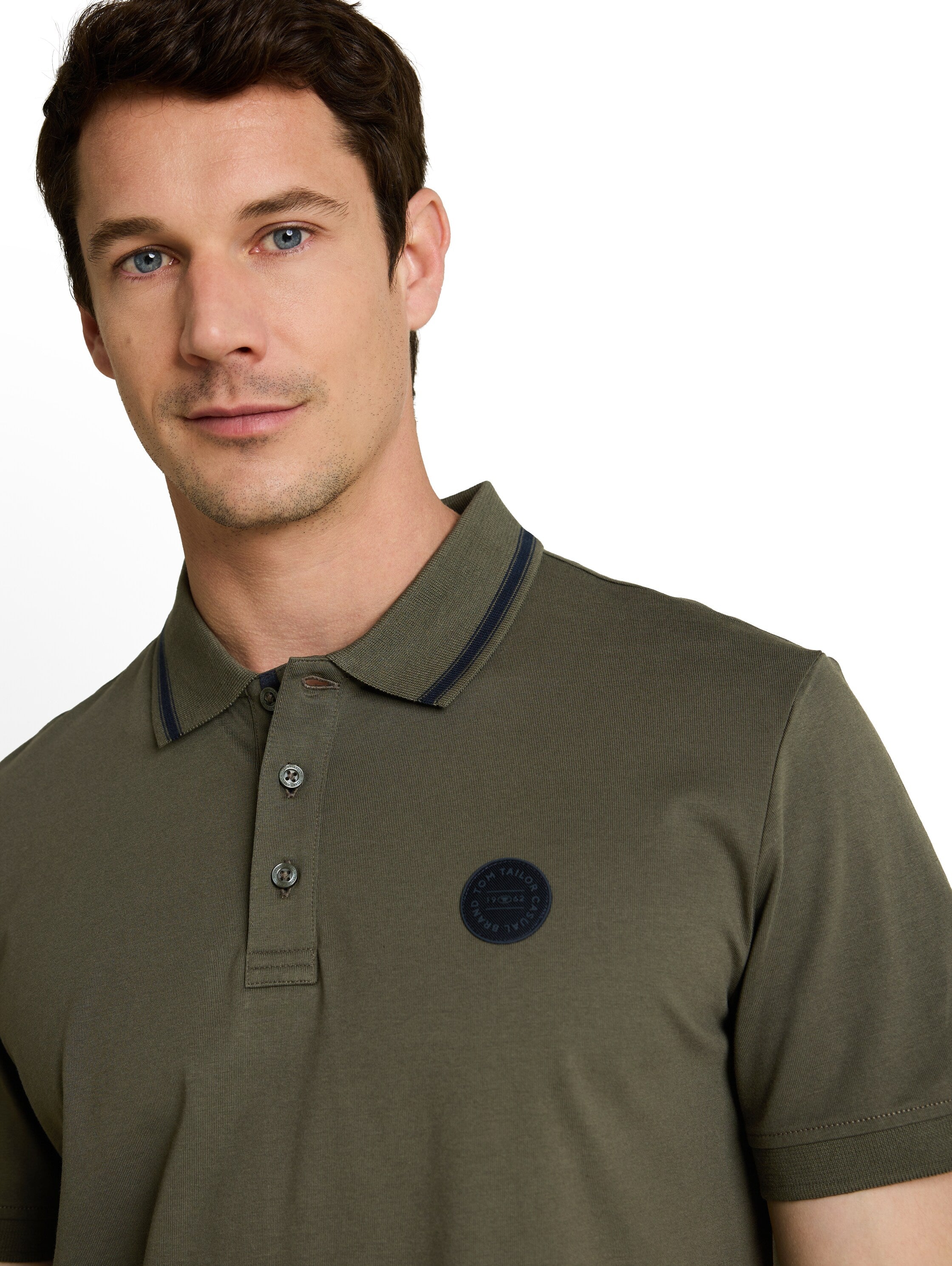 Jersey Poloshirt mit Logo-Badge