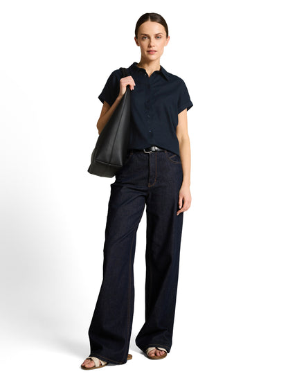 Loose Fit Bluse mit Leinenanteil