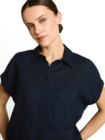Loose Fit Bluse mit Leinenanteil