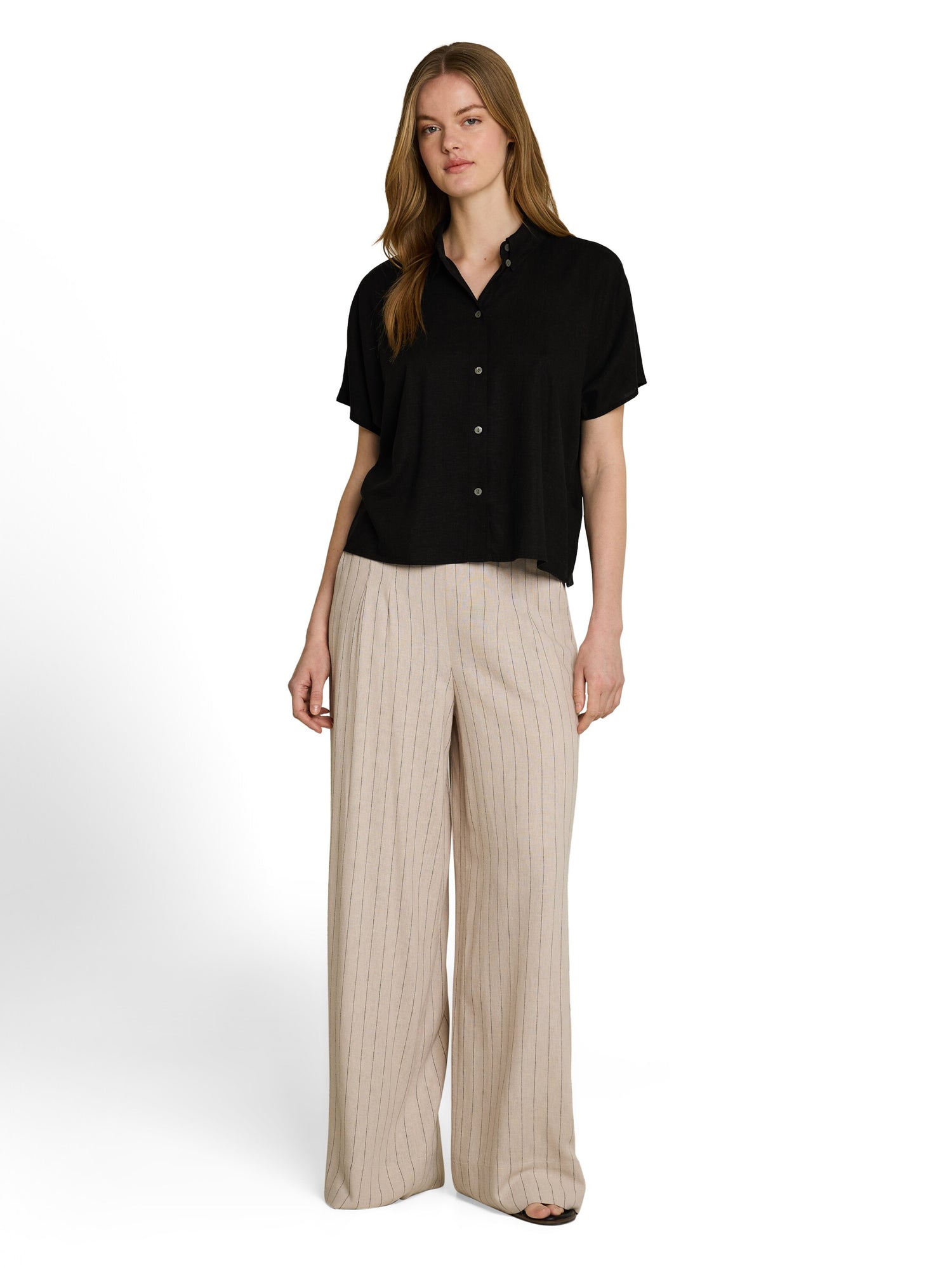 Boxy Fit Bluse mit Leinenanteil