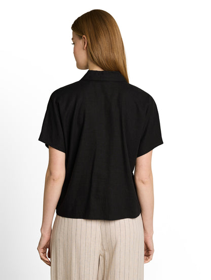 Boxy Fit Bluse mit Leinenanteil