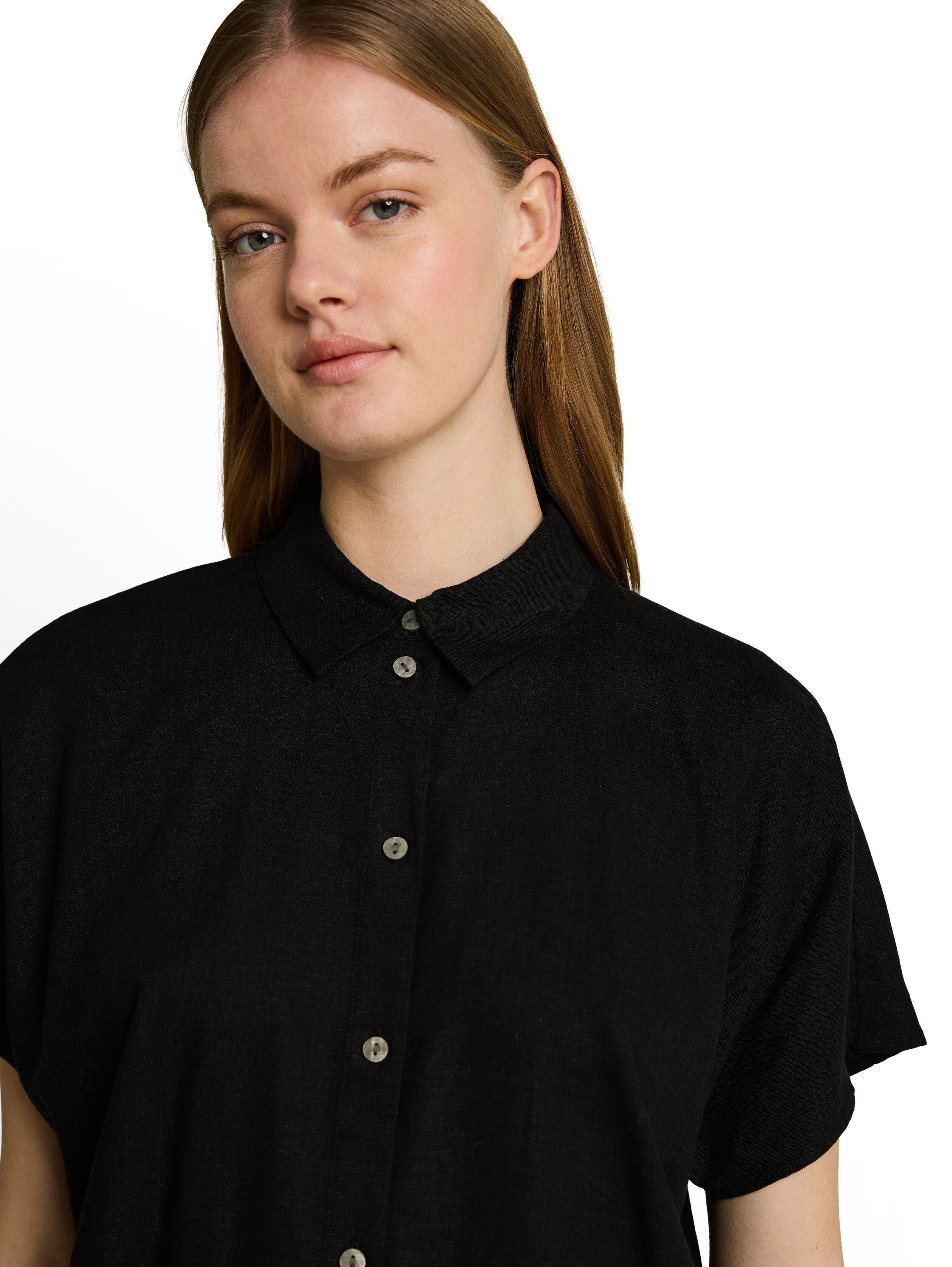 Boxy Fit Bluse mit Leinenanteil