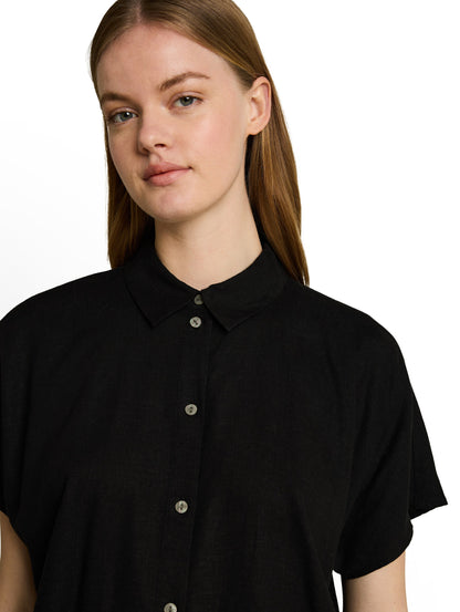 Boxy Fit Bluse mit Leinenanteil