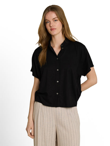 Boxy Fit Bluse mit Leinenanteil