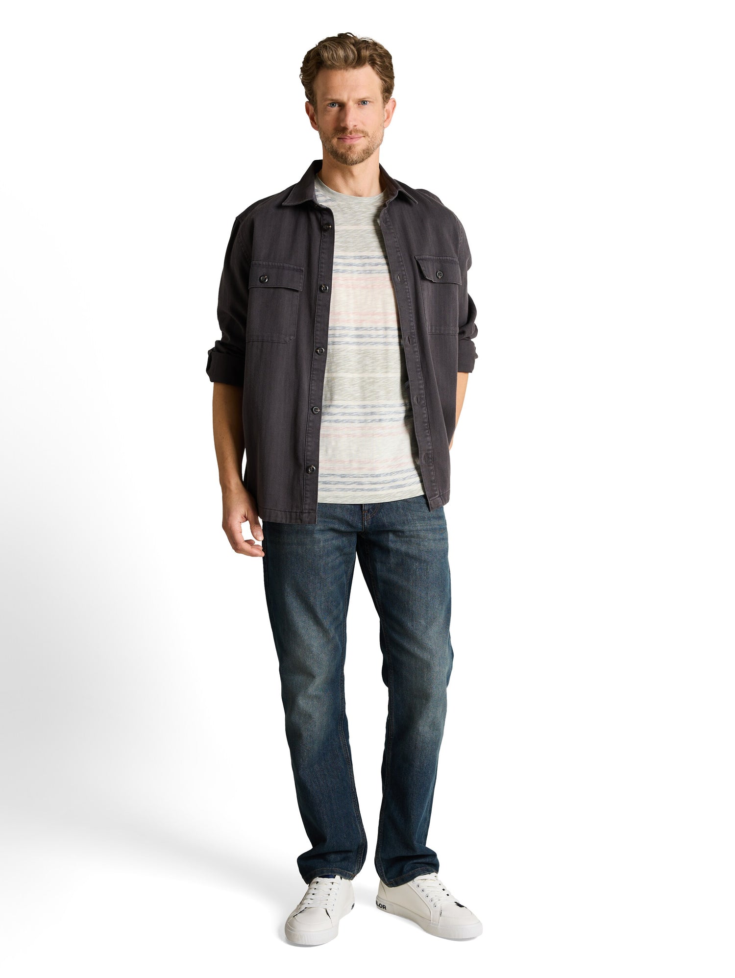 T-Shirt mit Inside-Out Streifenmuster