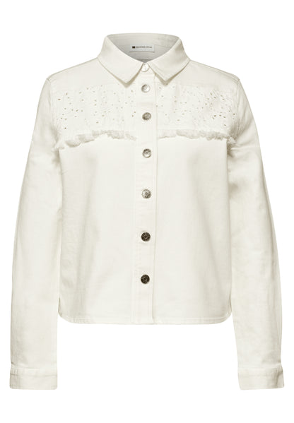 Jeansjacke mit Knopfleiste und Stickerei