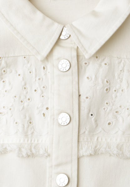 Jeansjacke mit Knopfleiste und Stickerei