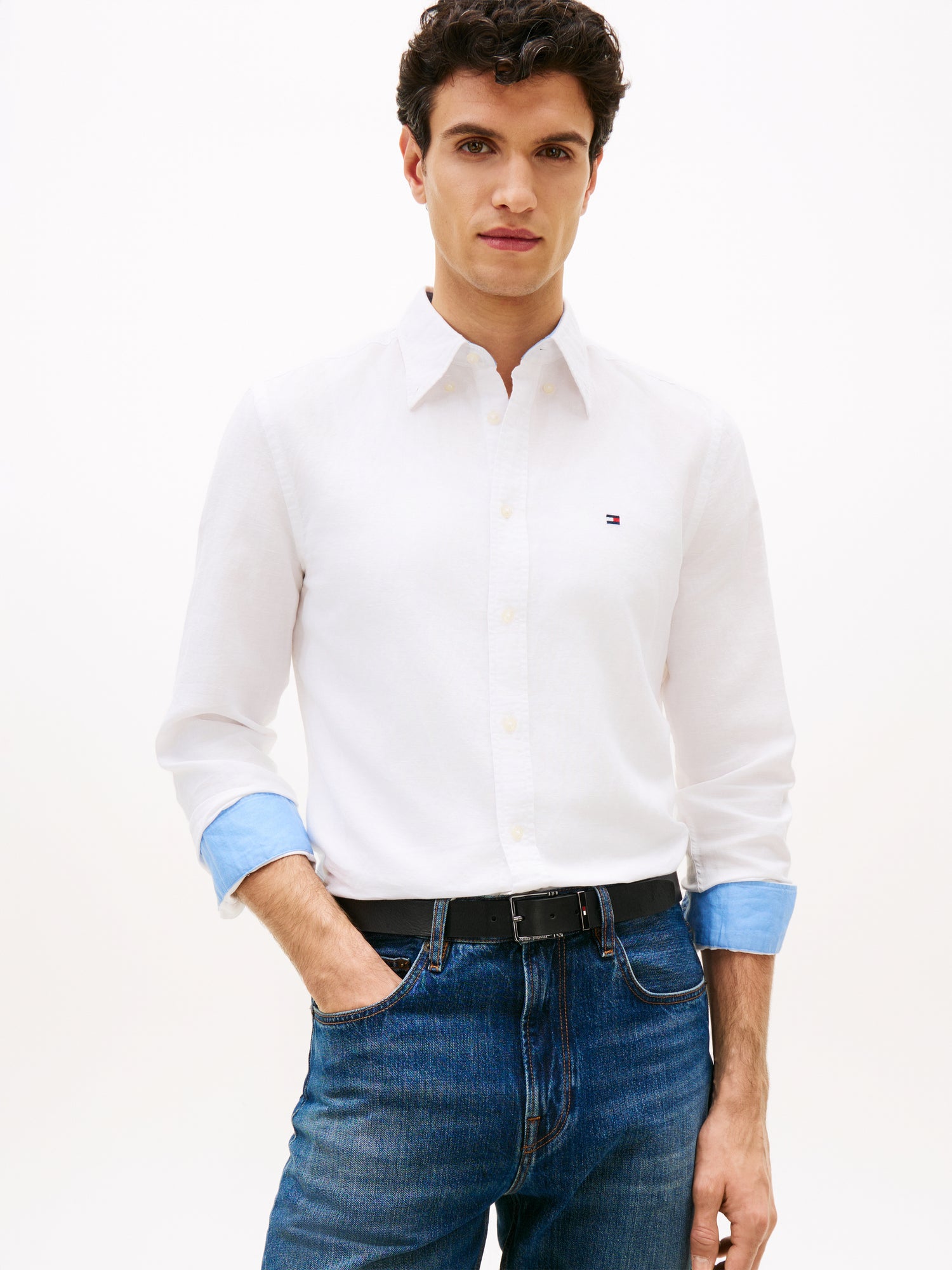 Regular Fit Linen Blend Button-Down Shirt