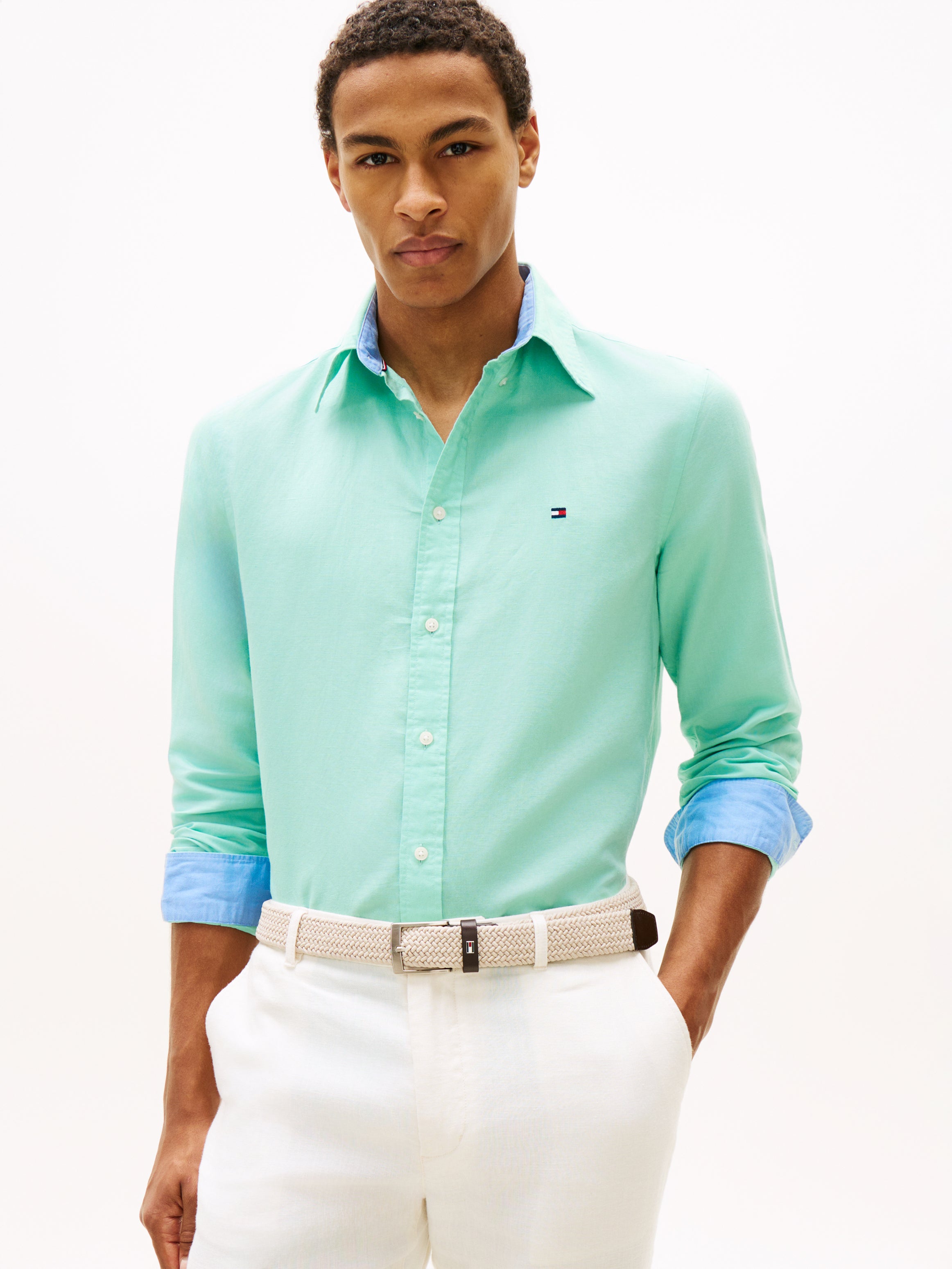 Regular Fit Linen Blend Button-Down Shirt