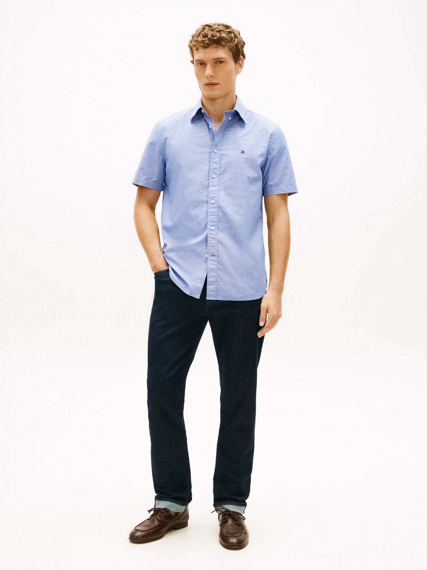 Regular Fit Houndstooth Short Sleeve Shirt