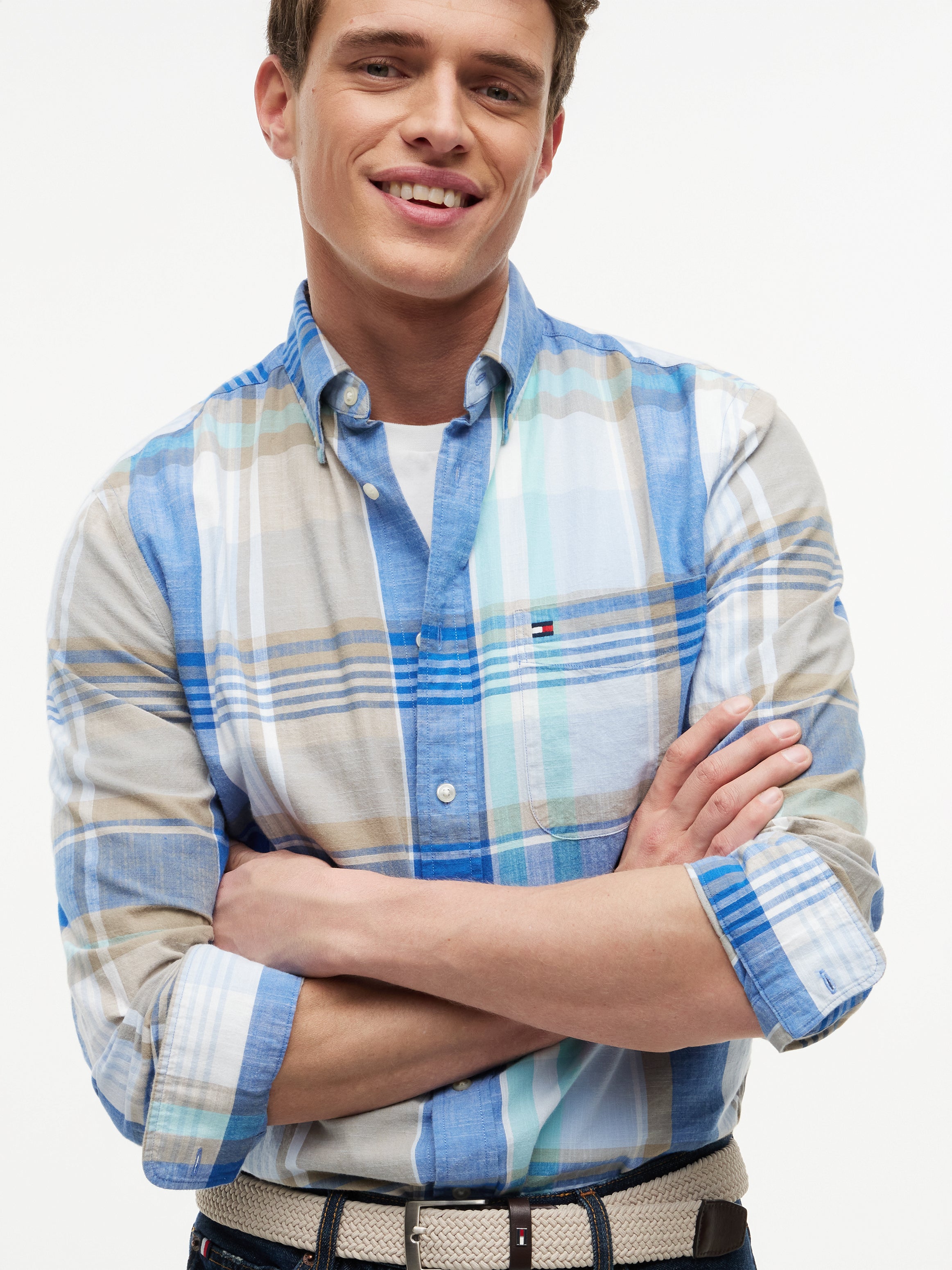 Regular Fit Textured Madras Check Shirt