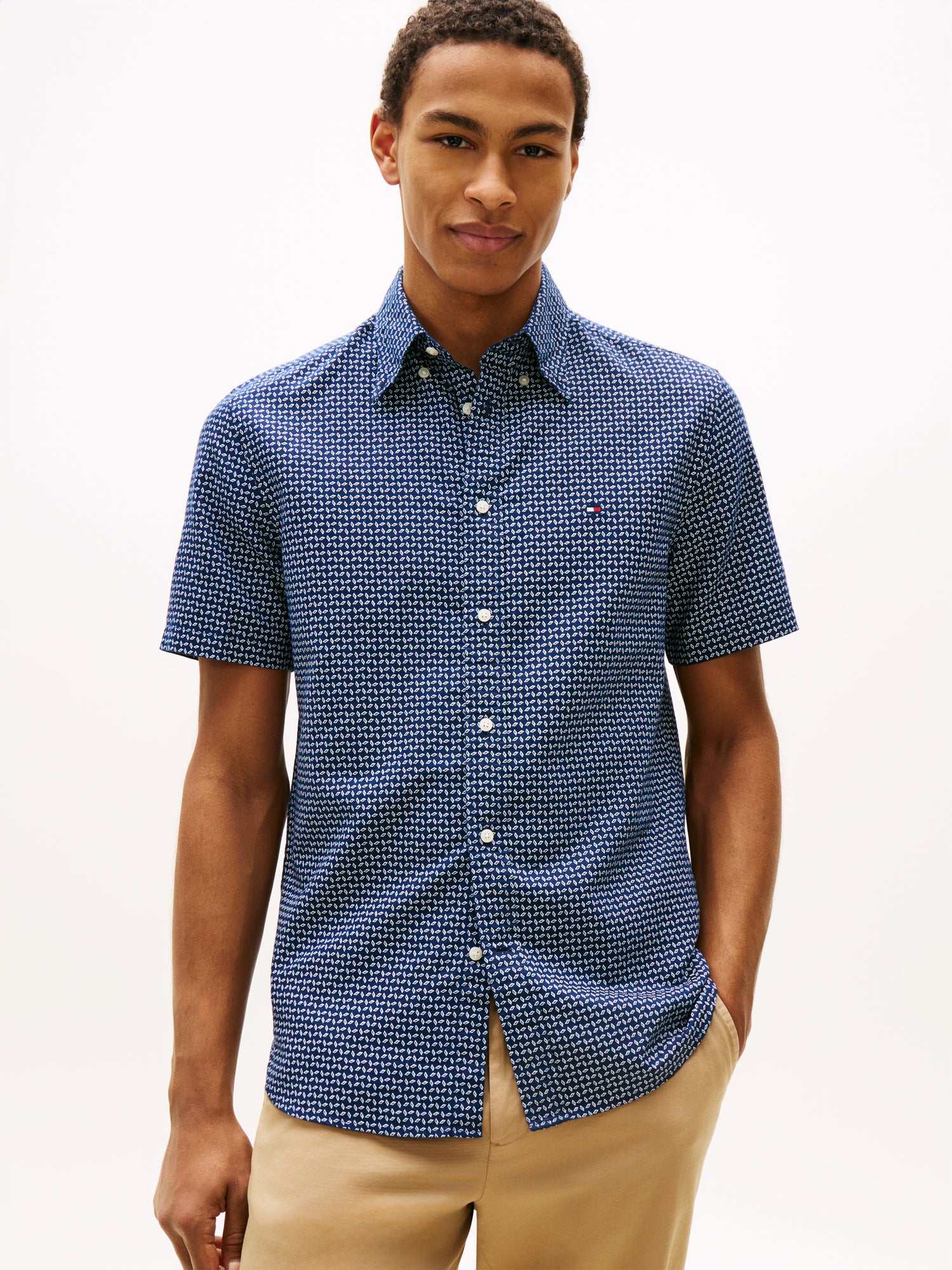 Regular Fit Linen Blend Short Sleeve Shirt