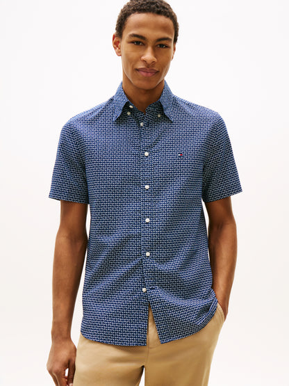 Regular Fit Linen Blend Short Sleeve Shirt