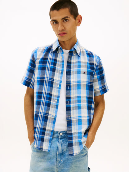 Regular Fit Plaid Check Short Sleeve Shirt