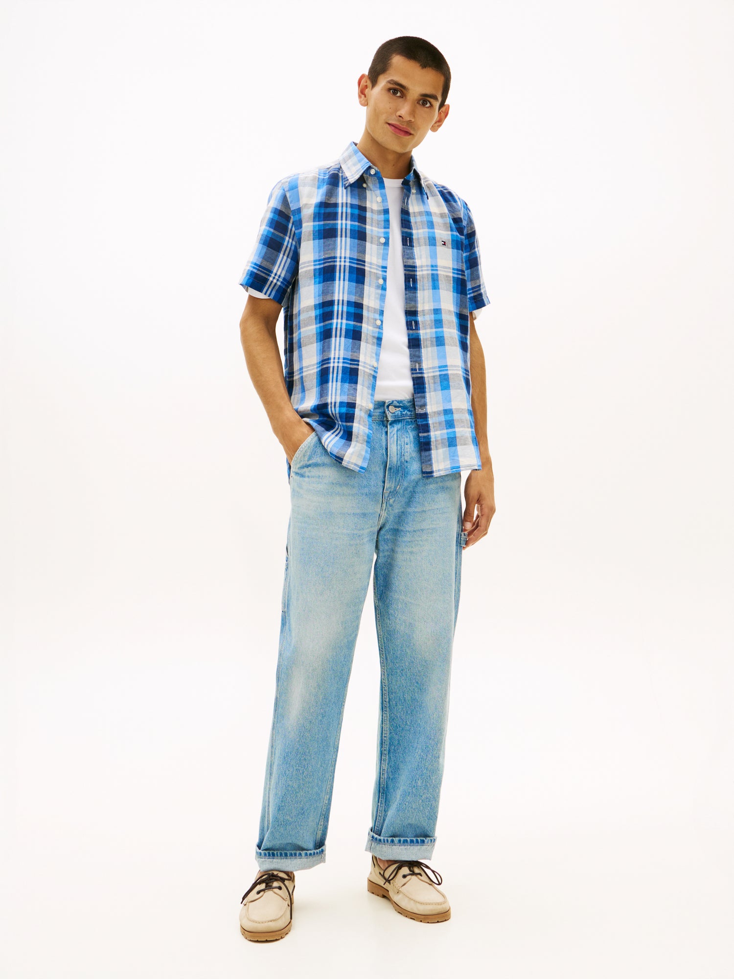 Regular Fit Plaid Check Short Sleeve Shirt