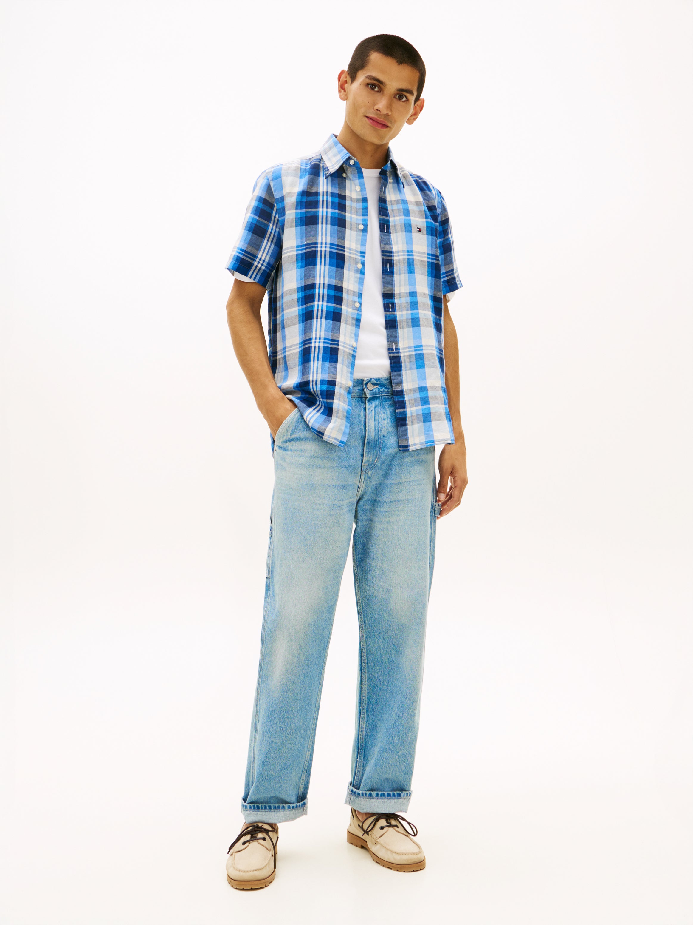 Regular Fit Plaid Check Short Sleeve Shirt