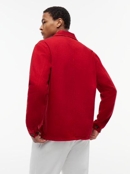 Washed Flag Embroidery Denim Chore Jacket