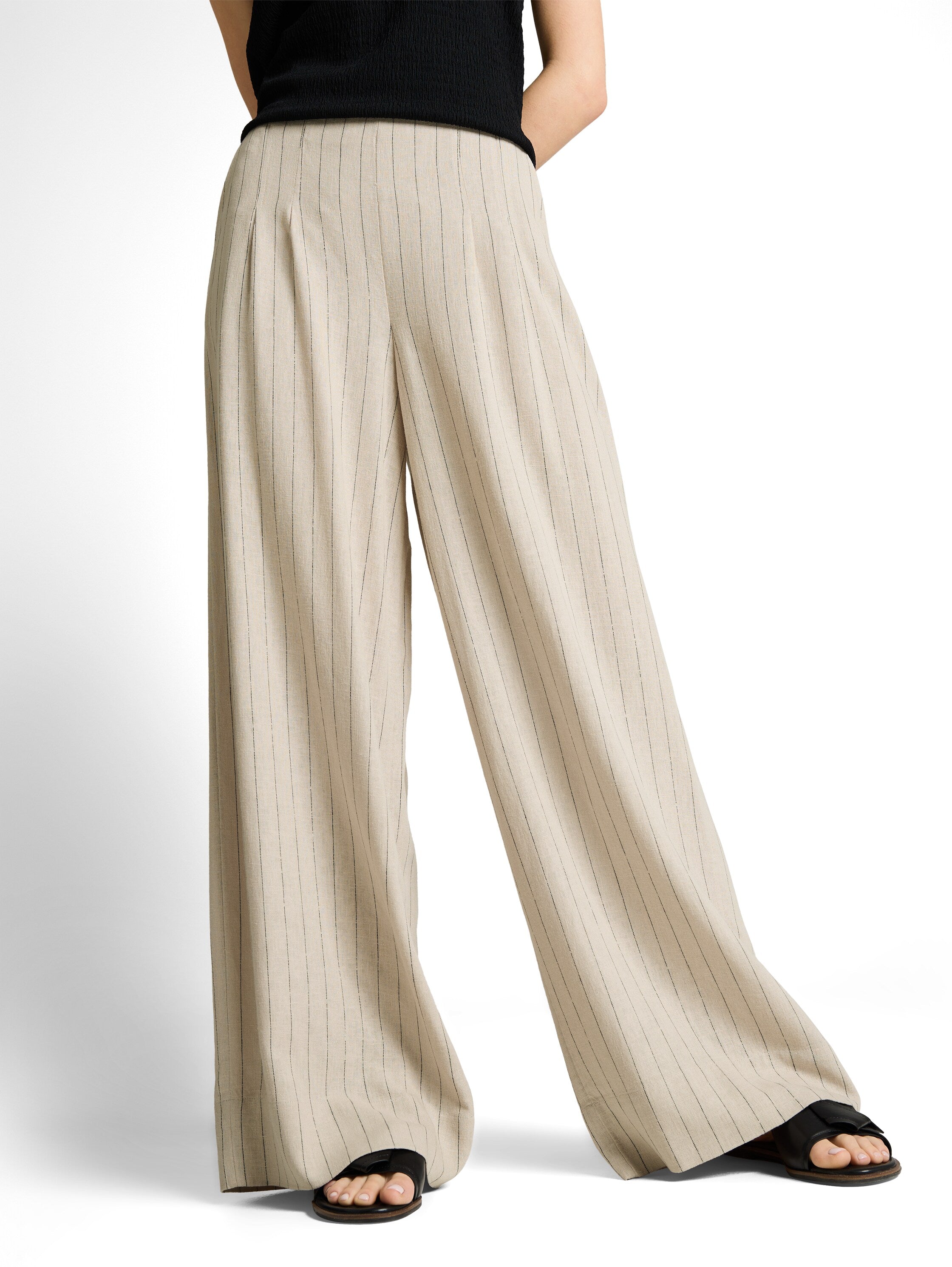 Wide Leg Hose mit Leinenanteil