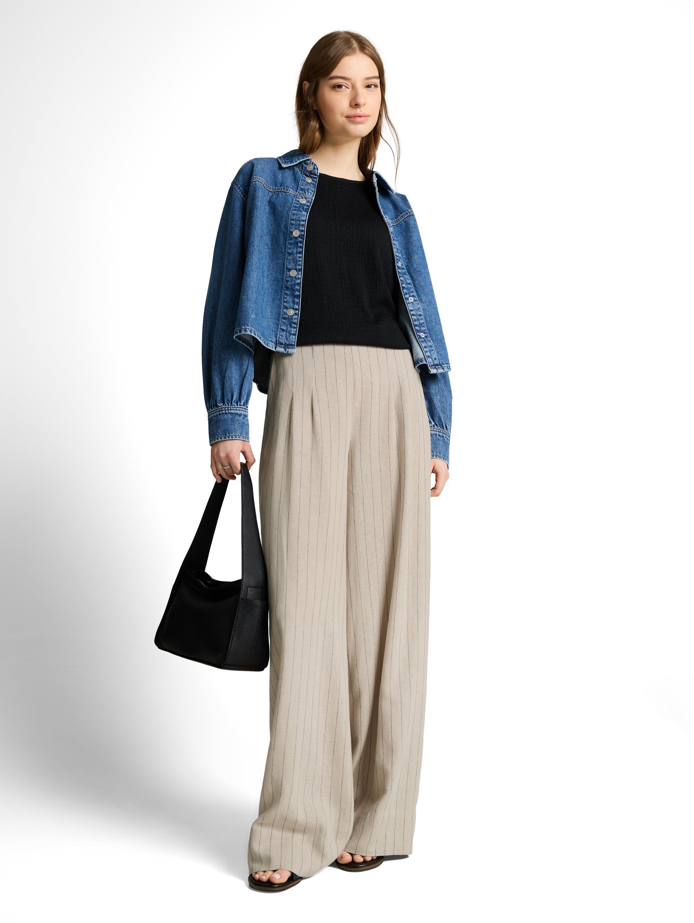 Wide Leg Hose mit Leinenanteil