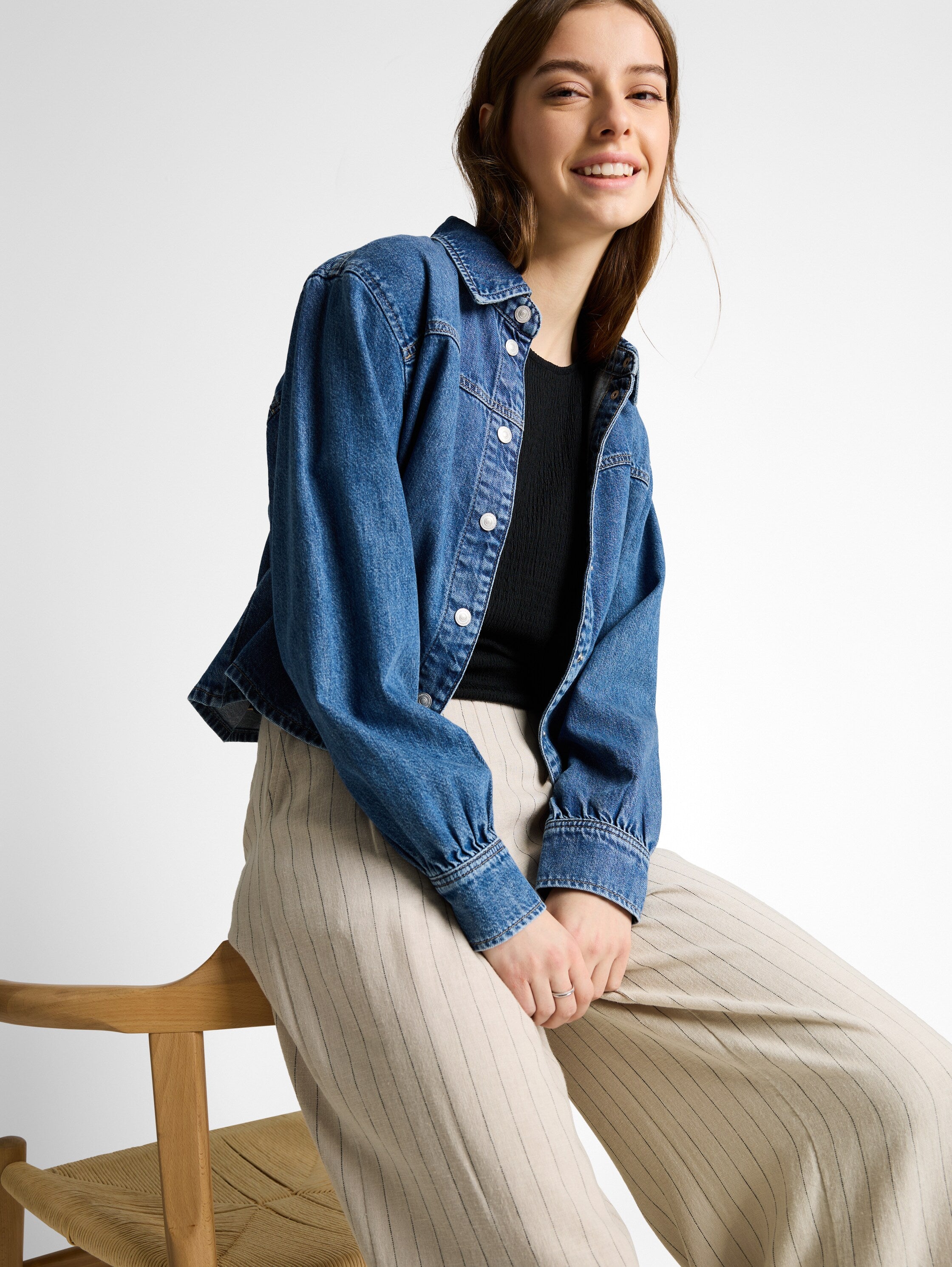 Wide Leg Hose mit Leinenanteil