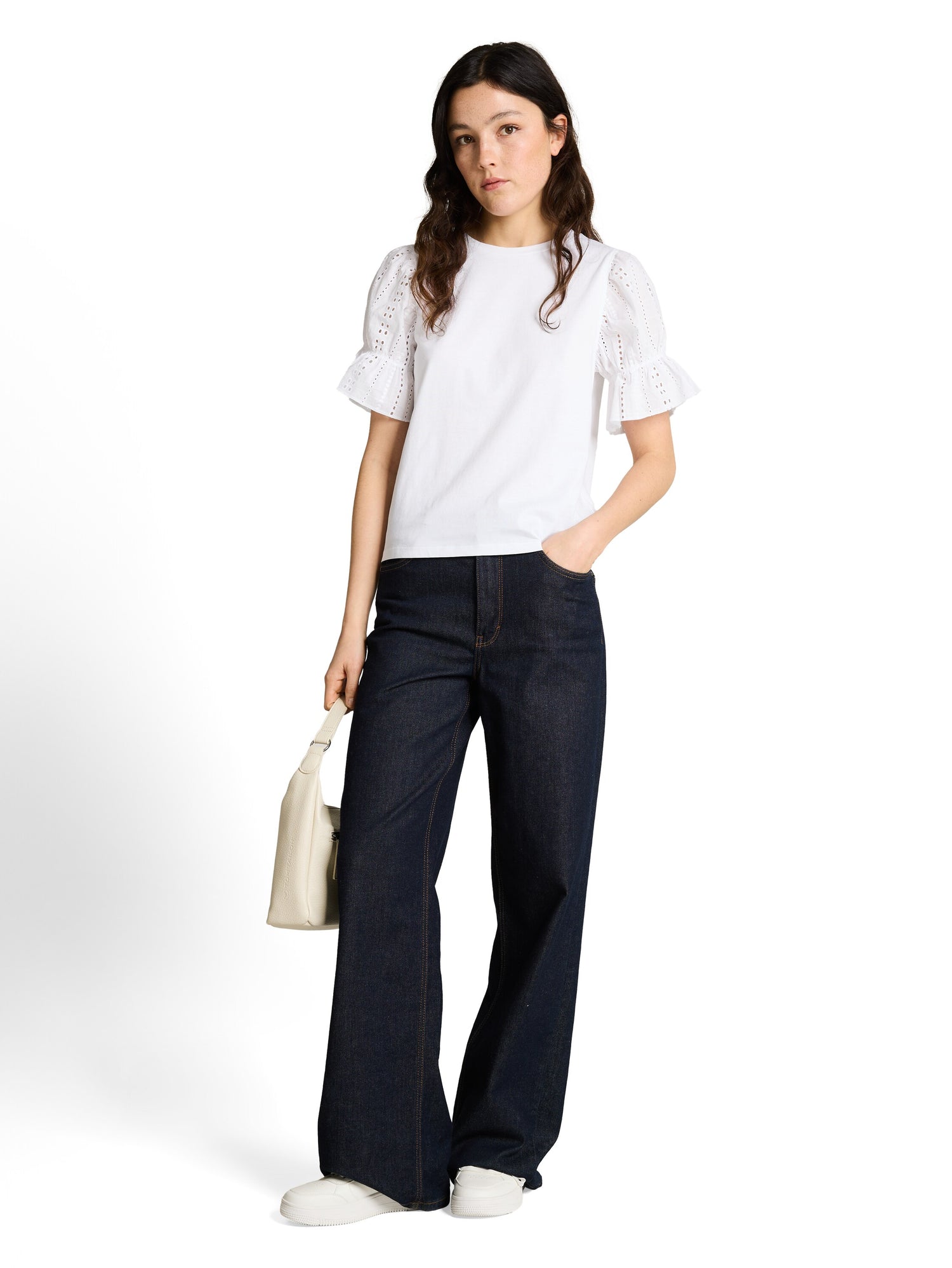 Loose Fit T-Shirt mit Lochstickereien