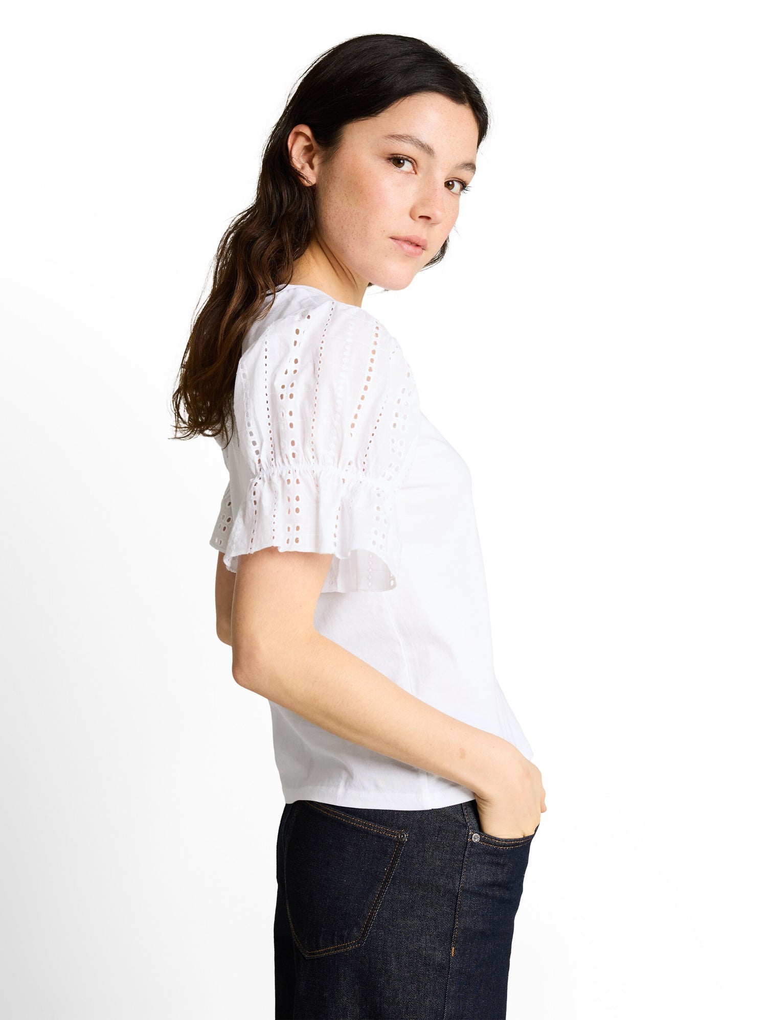 Loose Fit T-Shirt mit Lochstickereien