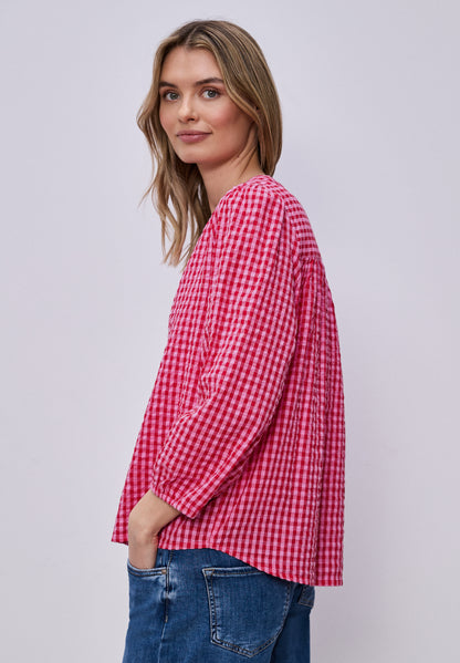 Bluse mit Rundhals und Karomuster